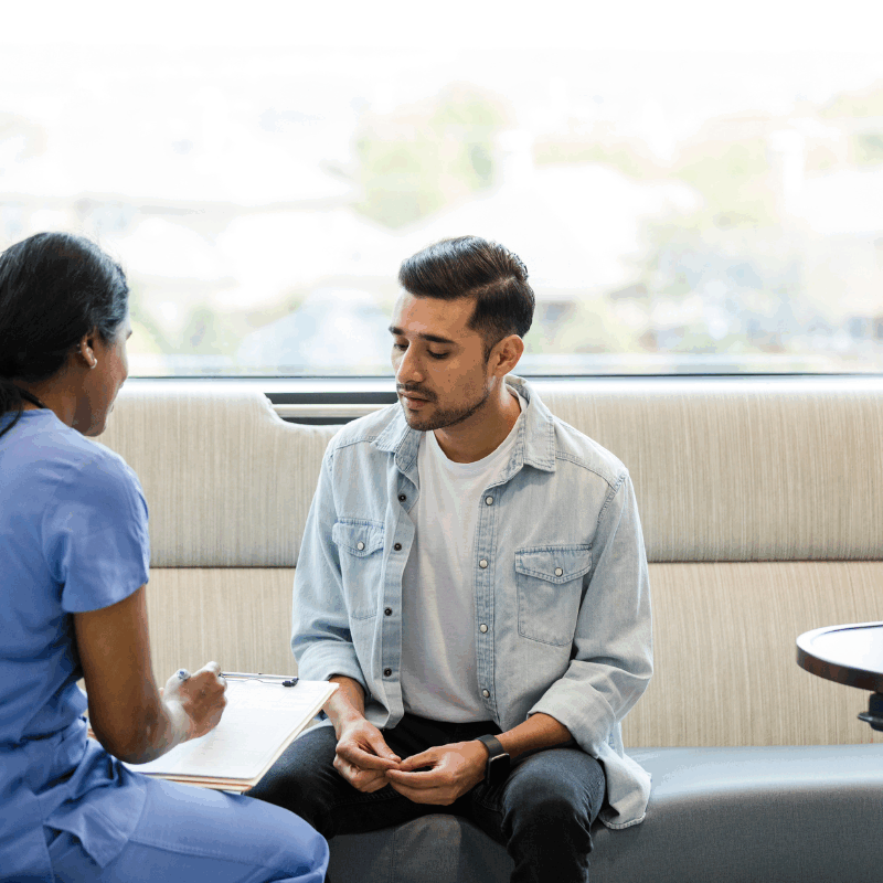 Man receiving help at BHSC mental health behavioral health crisis